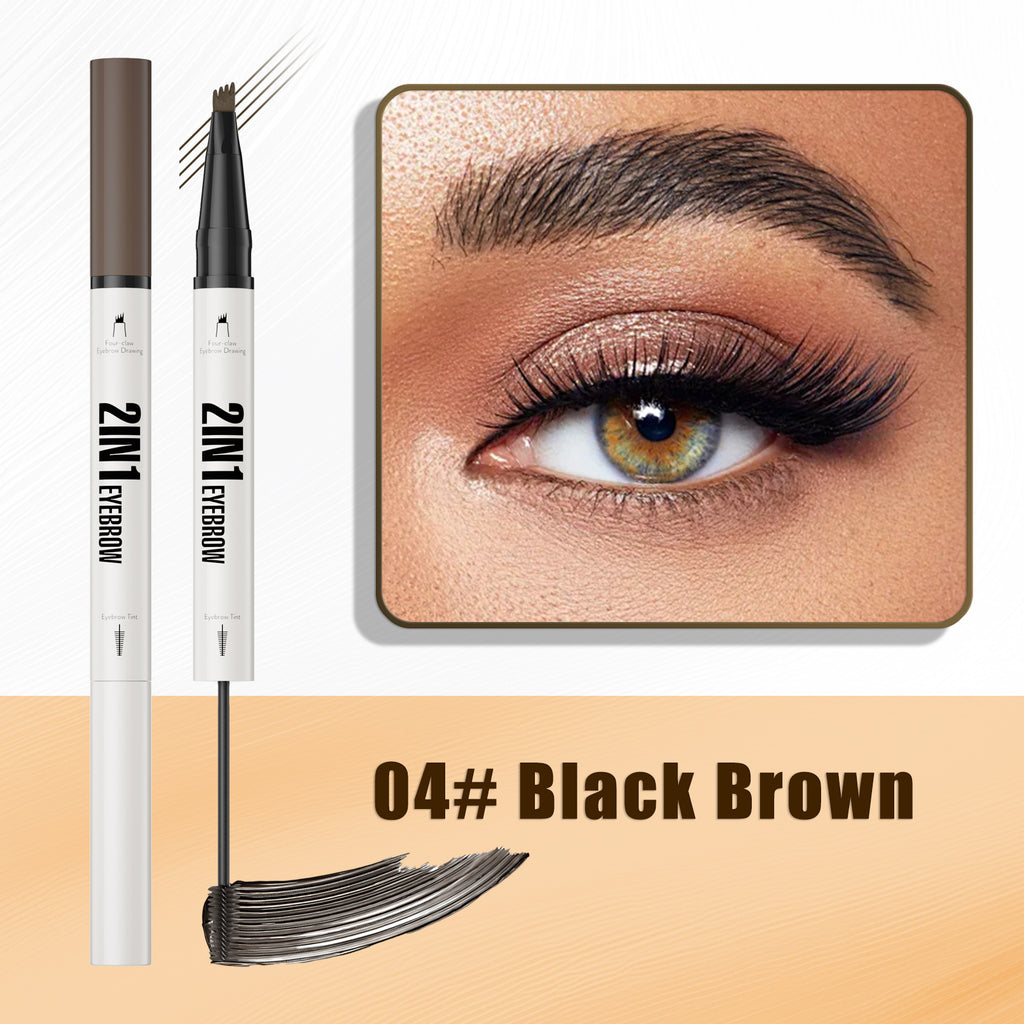2-in-1 Precise Brow Pencil & Tinted Gel - Waterproof Long-Lasting Brow Duo for Sparse Brows - GLOWUP