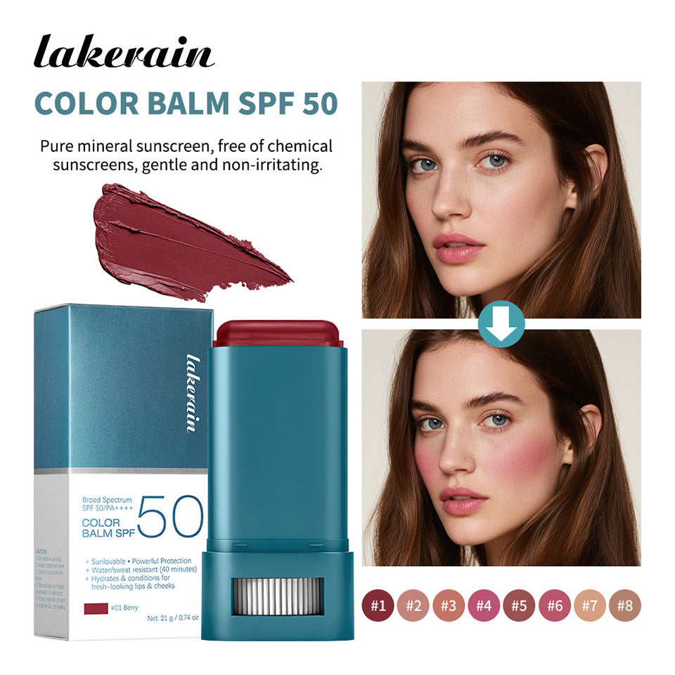 lakerain Total Protection Color Balm SPF 50 - 3-in-1 Buildable Tint for Lips, Cheeks & Eyes - GLOWUP