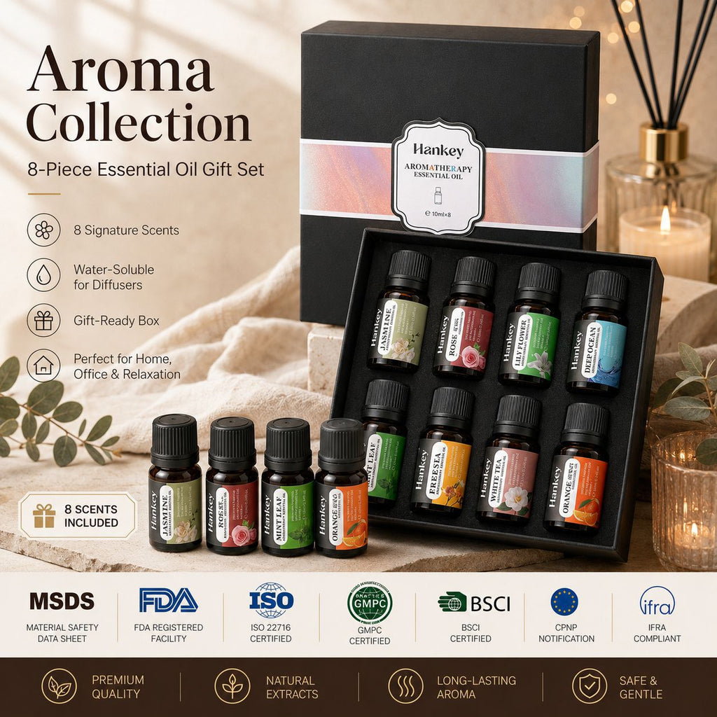 HANKEY Water-Soluble Aromatherapy Essential Oil Set (8 Bottles) - Humidifier Dedicated Aromatherapy Gift Set - GLOWUP