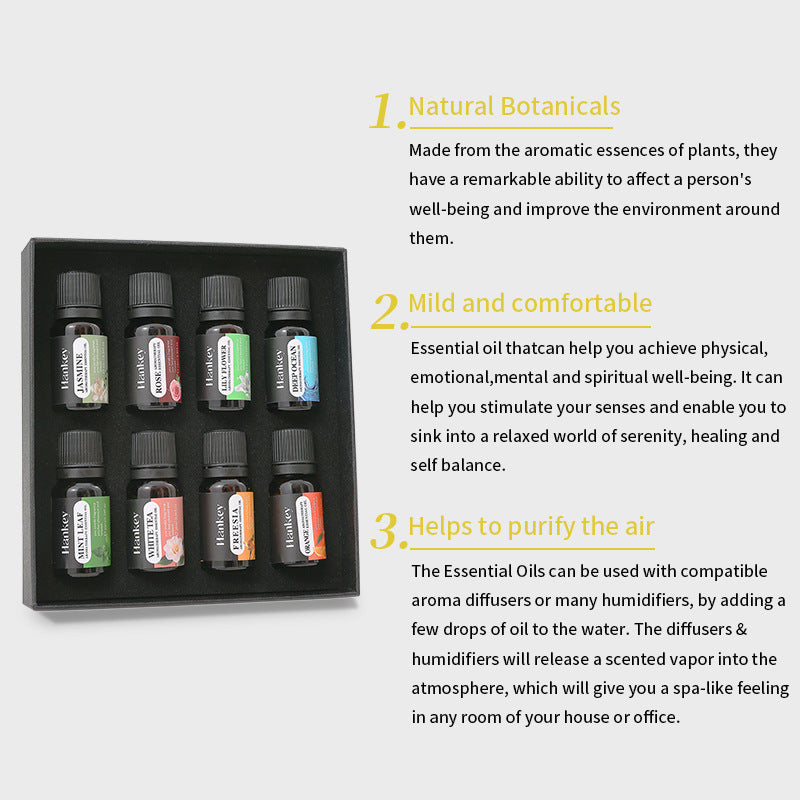 HANKEY Water-Soluble Aromatherapy Essential Oil Set (8 Bottles) - Humidifier Dedicated Aromatherapy Gift Set - GLOWUP