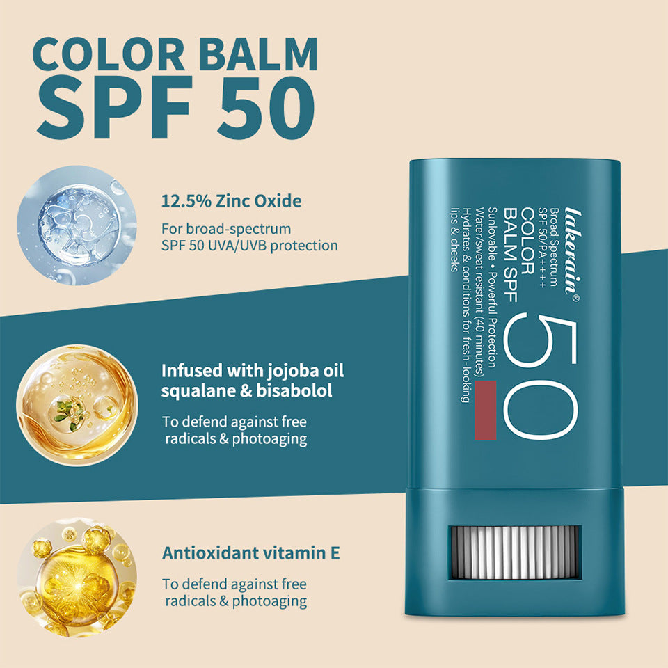 lakerain Total Protection Color Balm SPF 50 - 3-in-1 Buildable Tint for Lips, Cheeks & Eyes - GLOWUP