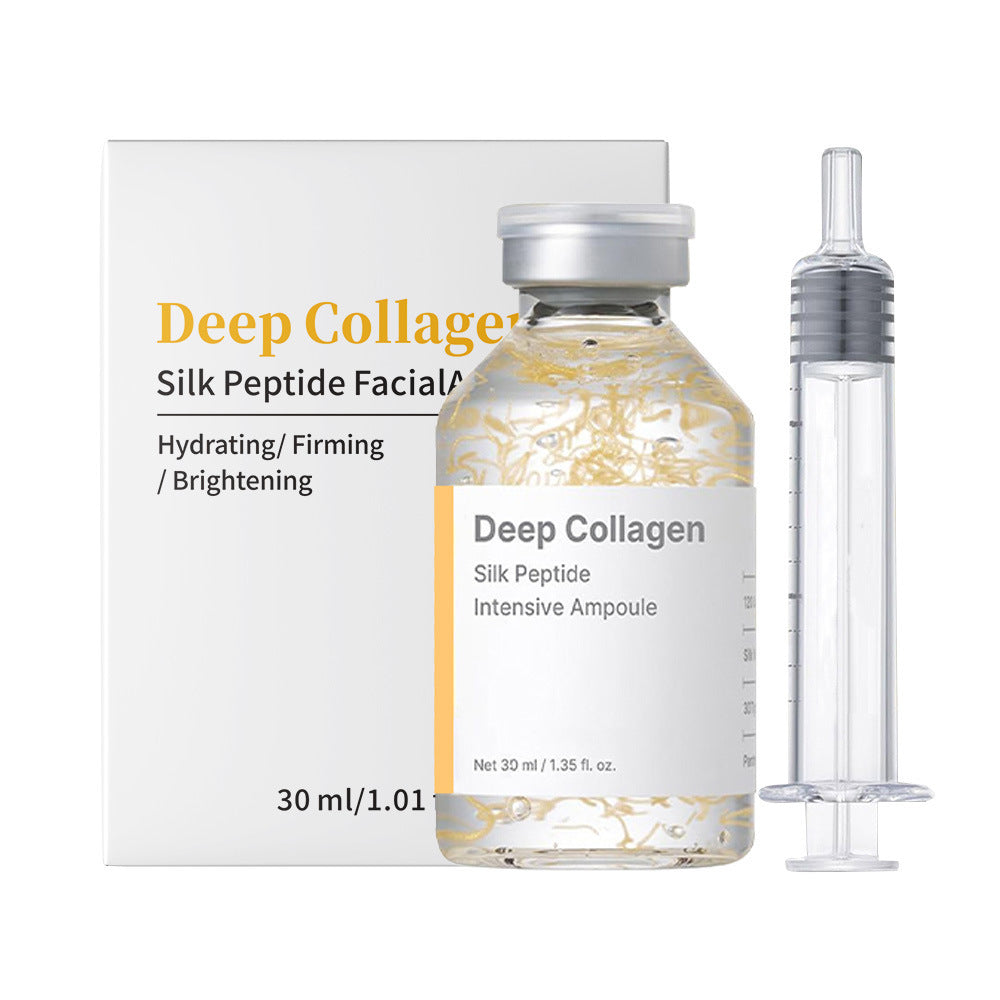 Deep Collagen & Silk Peptide Plumping Ampoule - 30 Peptide Matrix Anti-Aging Serum with Golden Silk Collagen - GLOWUP