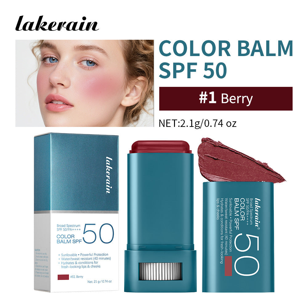 lakerain Total Protection Color Balm SPF 50 - 3-in-1 Buildable Tint for Lips, Cheeks & Eyes - GLOWUP
