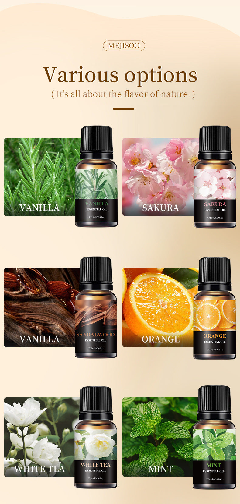 ESSENTIAL OIL Aromatherapy Essential Oil Set (6 Pieces) - Indoor Humidifier Aromatherapy Essential Oil Set - GLOWUP