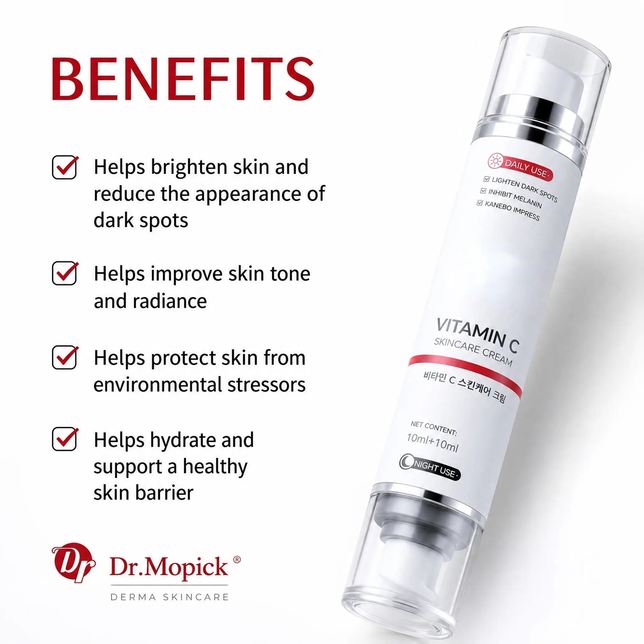 Advanced Vitamin C Brightening Complex Dual Chamber Niacinamide Serum Day Night Hydrating Face Care Moisturizer Skin Repair - GLOWUP