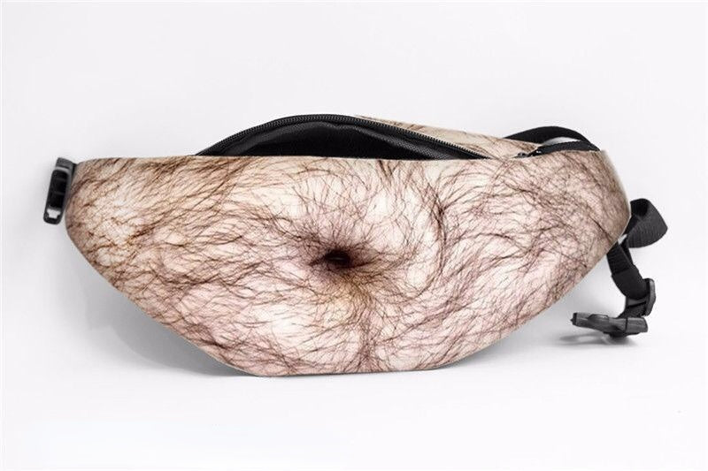 Funny Faux Belly Waist Bag for Men - Novelty Beer Belly Fanny Pack with Zipper Storage and Adjustable Belt