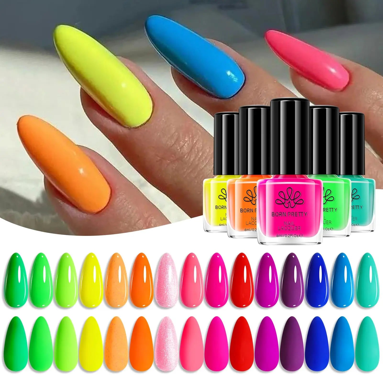 Urban Pop: Born Pretty Neon 15 Colors Polish Set - MYSTERYBOXS