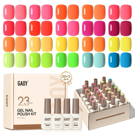 City Lights: 23 Pcs Neon Rainbow Gel Nail Polish Set - MYSTERYBOXS