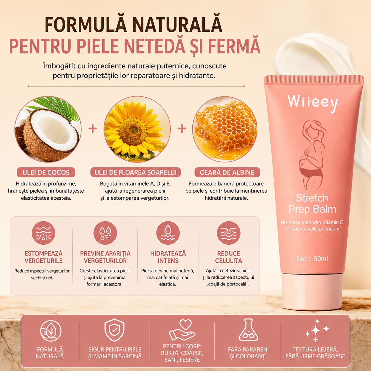 Stretch Mark and Cellulite Repair Balm Cream—Prevents and Fades with Natural Formula of Coconut Oil, Sunflower and Beeswax - GLOWUP