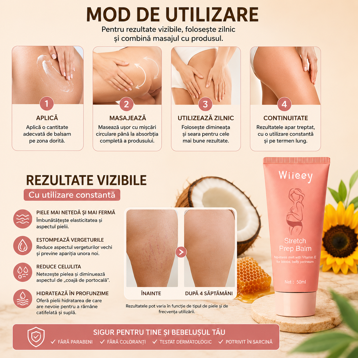 Stretch Mark and Cellulite Repair Balm Cream—Prevents and Fades with Natural Formula of Coconut Oil, Sunflower and Beeswax - GLOWUP