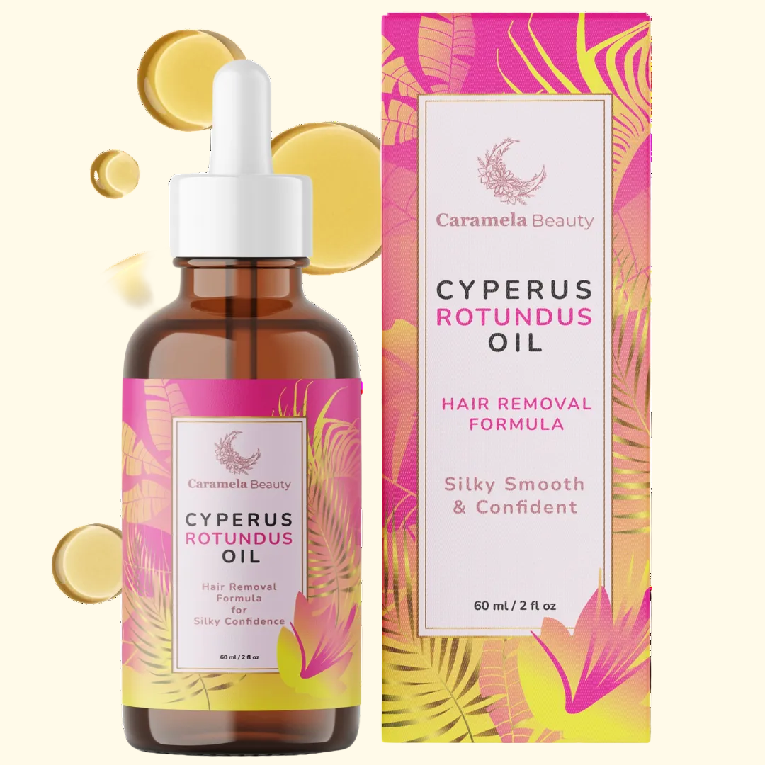 Natural Cyperus Rotundus Oil for Hair Removal - 60ml Growth Inhibitor for Face & Body - Pain-Free & Organic