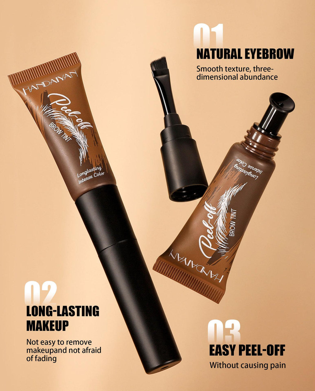 💧5-Color Tear-Off Brow Tint – Long-Lasting Waterproof Brow Gel