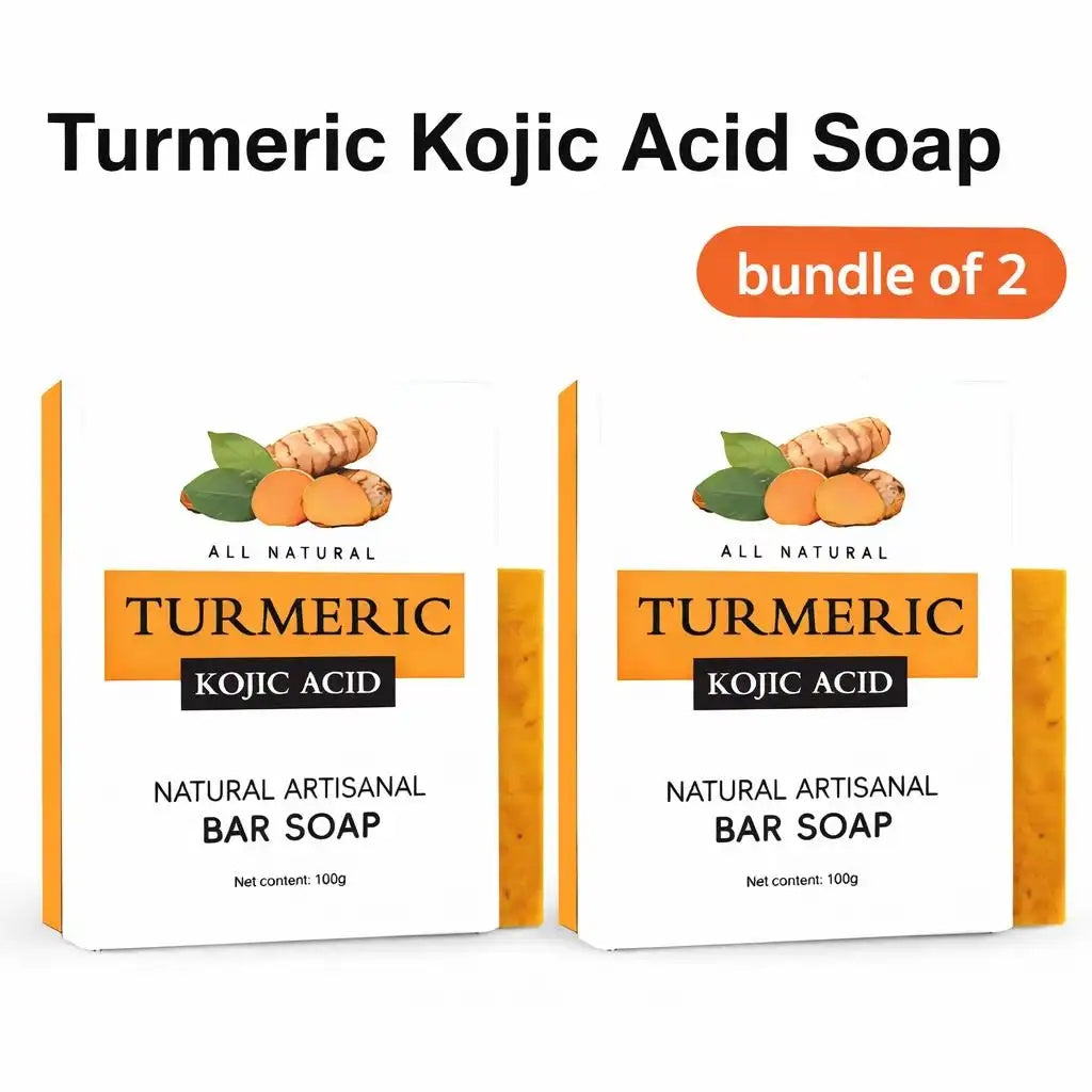 Turmeric Kojic Acid Brightening Soap Cube - 2Pcs Deep Cleansing Bar for Dark Spots & Uneven Skin Tone - GLOWUP