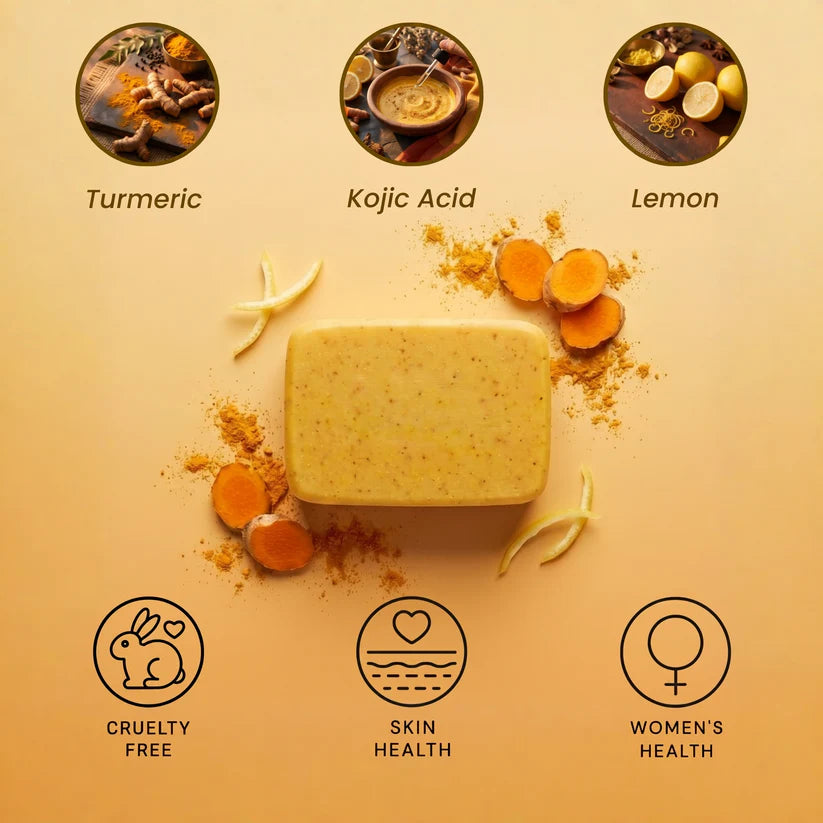 Turmeric Kojic Acid Brightening Soap Cube - 2Pcs Deep Cleansing Bar for Dark Spots & Uneven Skin Tone - GLOWUP