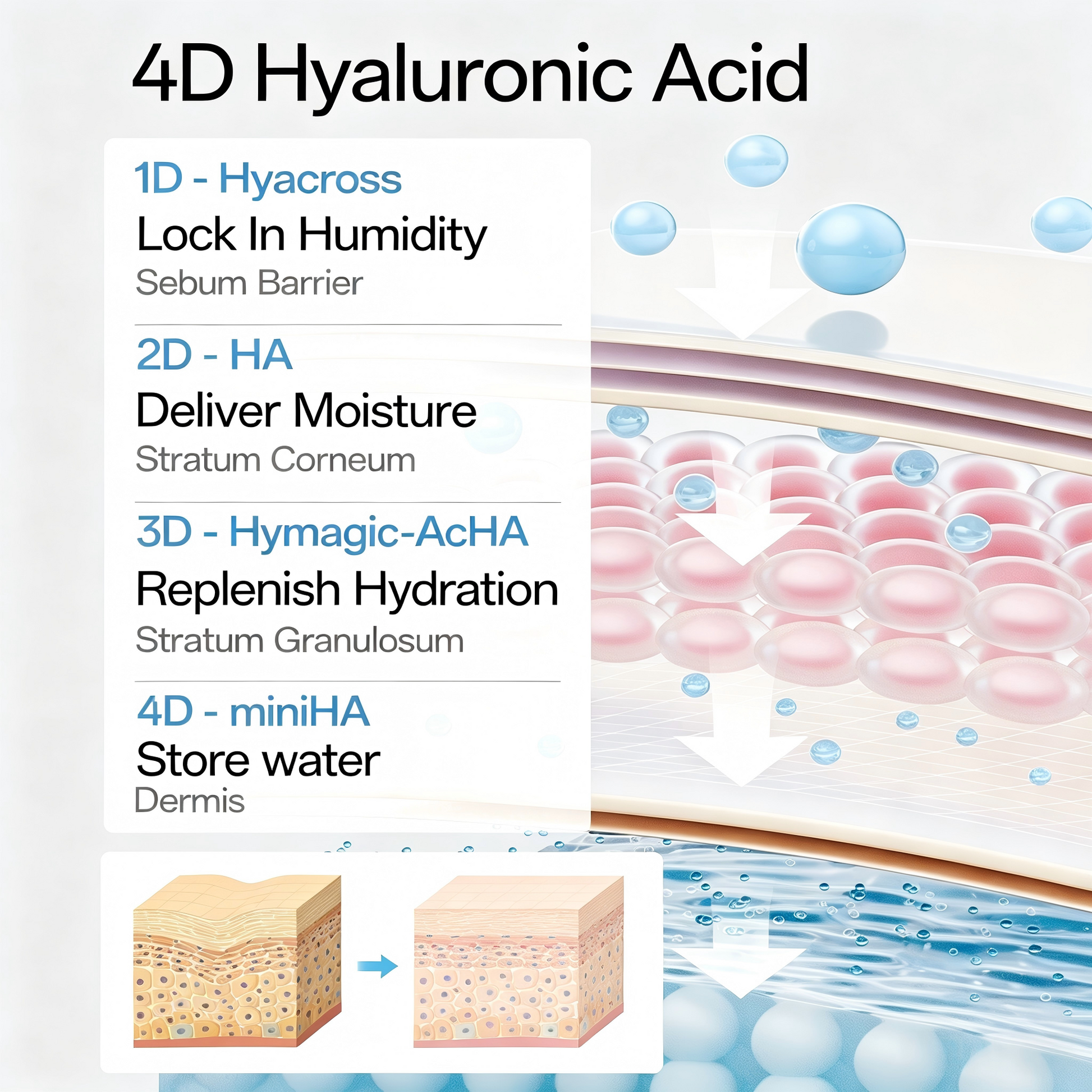 3% 4D Hyaluronic Acid Face Serum - Multi-Molecular Deep Hydrating Serum for Dry Skin & Fine Lines - GLOWUP