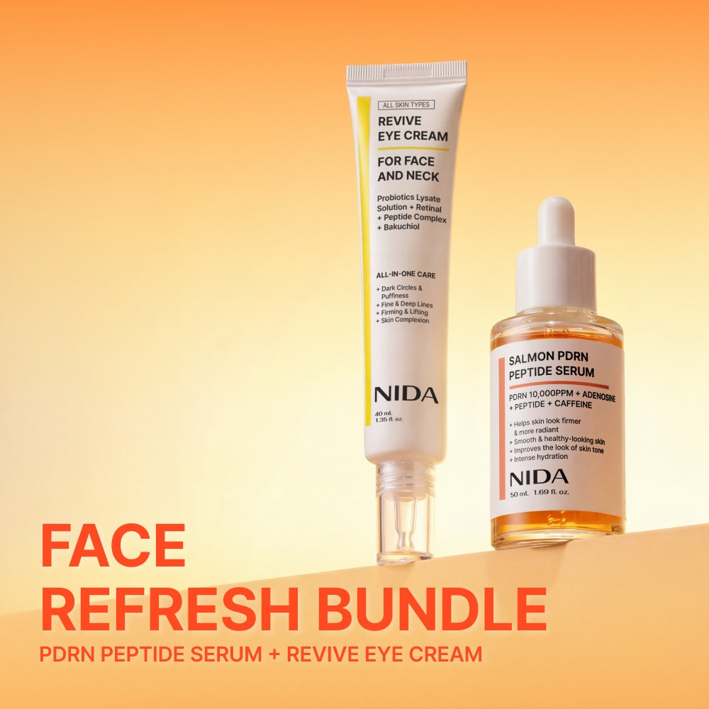 NIDA Advanced Skin Revival System - High-Potency Salmon PDRN & 6-Peptide Complex Duo - Professional Eye & Neck Lifting - GLOWUP