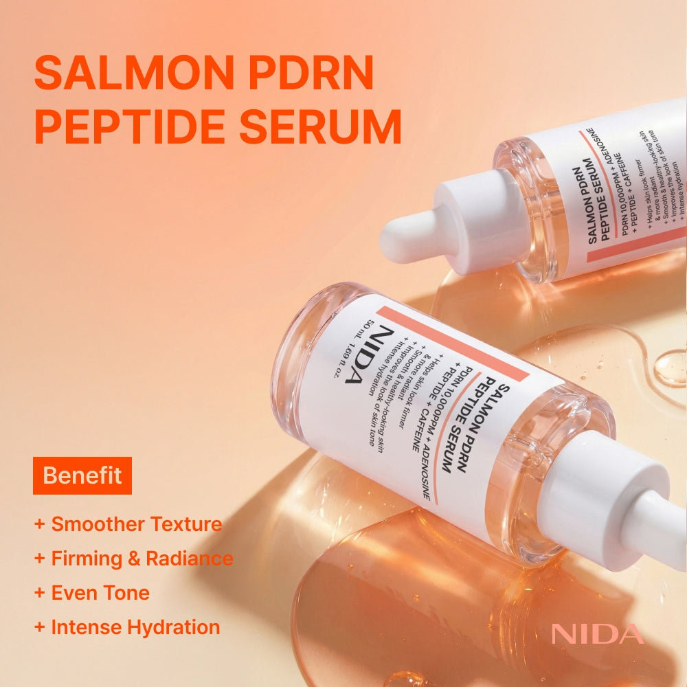 NIDA Advanced Skin Revival System - High-Potency Salmon PDRN & 6-Peptide Complex Duo - Professional Eye & Neck Lifting - GLOWUP