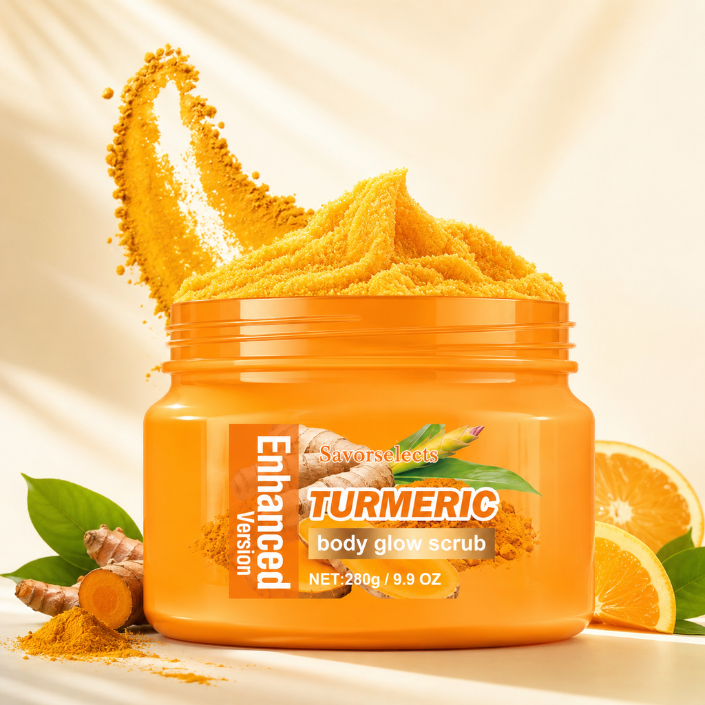 Turmeric Glow Body Scrub with Vitamin C - Brightening Exfoliator for Dull & Rough Skin - Natural Skin Polisher - GLOWUP