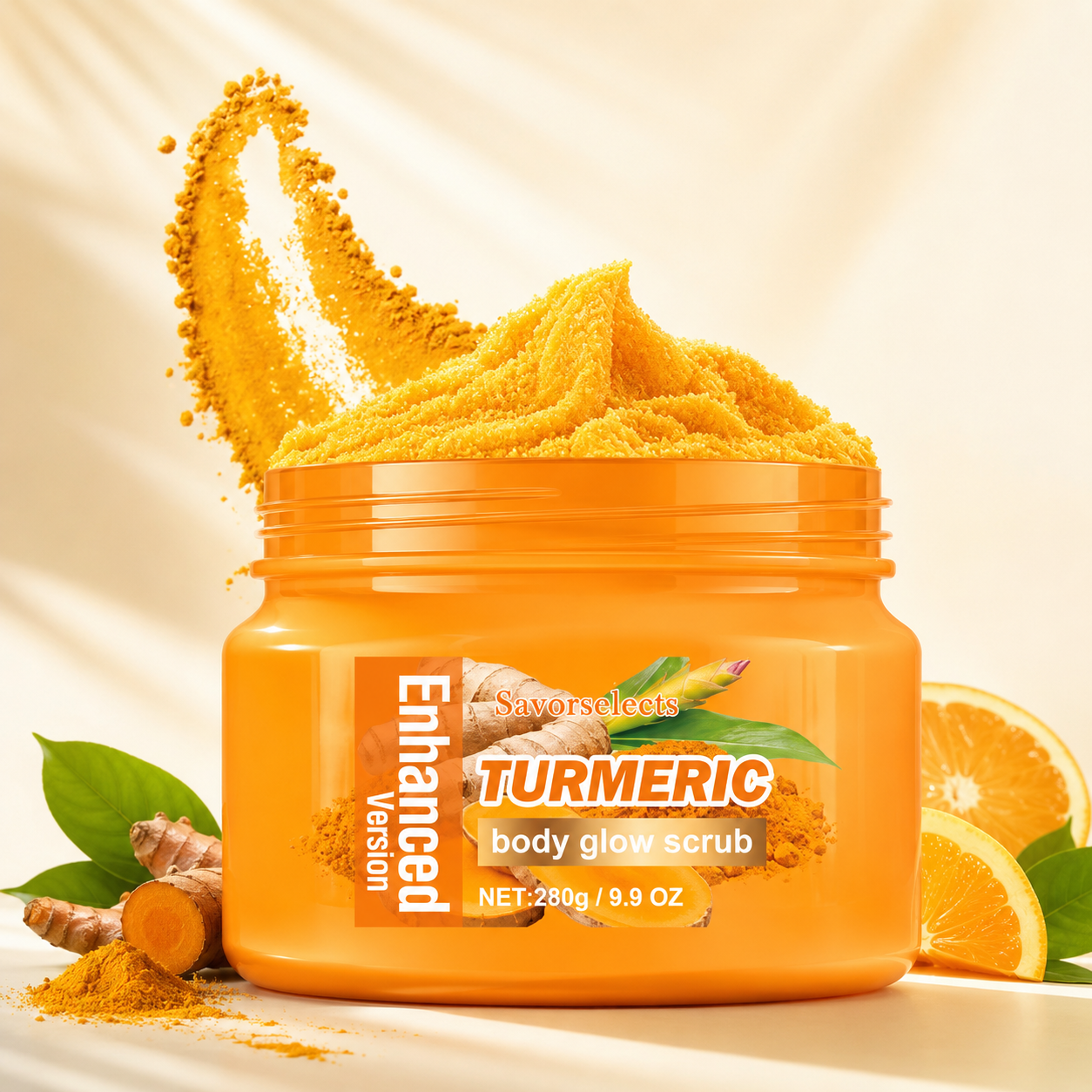 Turmeric Glow Body Scrub with Vitamin C - Brightening Exfoliator for Dull & Rough Skin - Natural Skin Polisher - GLOWUP