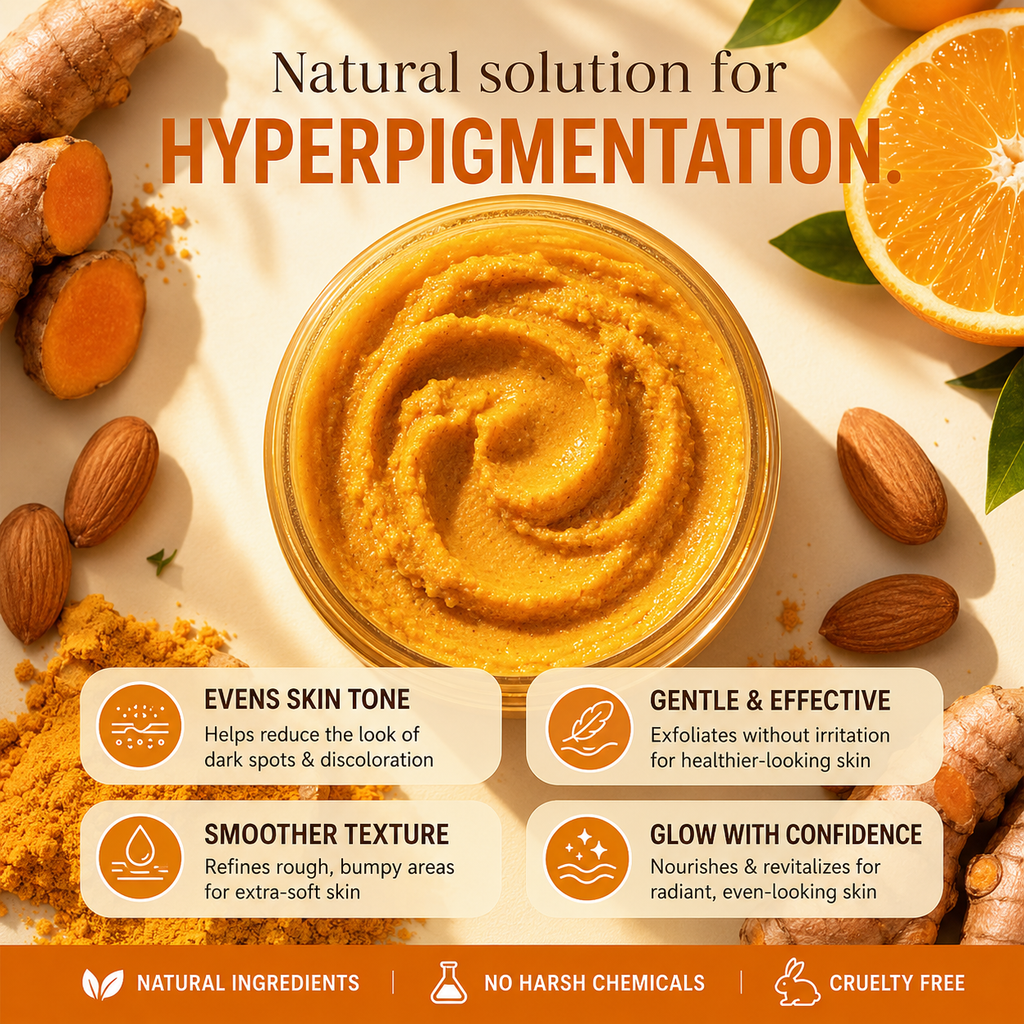 Turmeric Glow Body Scrub with Vitamin C - Brightening Exfoliator for Dull & Rough Skin - Natural Skin Polisher - GLOWUP