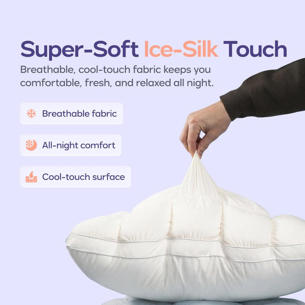Mellow Sleep Puff Pillow 1-Pack - Cloud-Like Quilted Sleep Cushion with Supportive Comfort for Side, Back & Stomach Sleepers