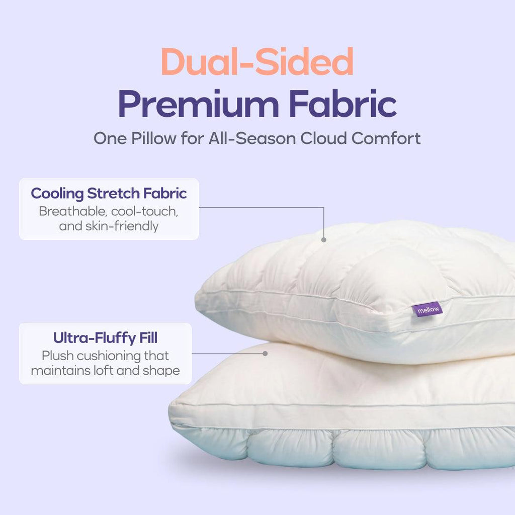 Mellow Sleep Puff Pillow 1-Pack - Cloud-Like Quilted Sleep Cushion with Supportive Comfort for Side, Back & Stomach Sleepers
