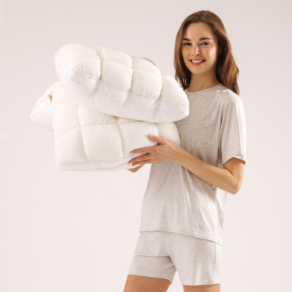 Mellow Sleep Puff Pillow 1-Pack - Cloud-Like Quilted Sleep Cushion with Supportive Comfort for Side, Back & Stomach Sleepers
