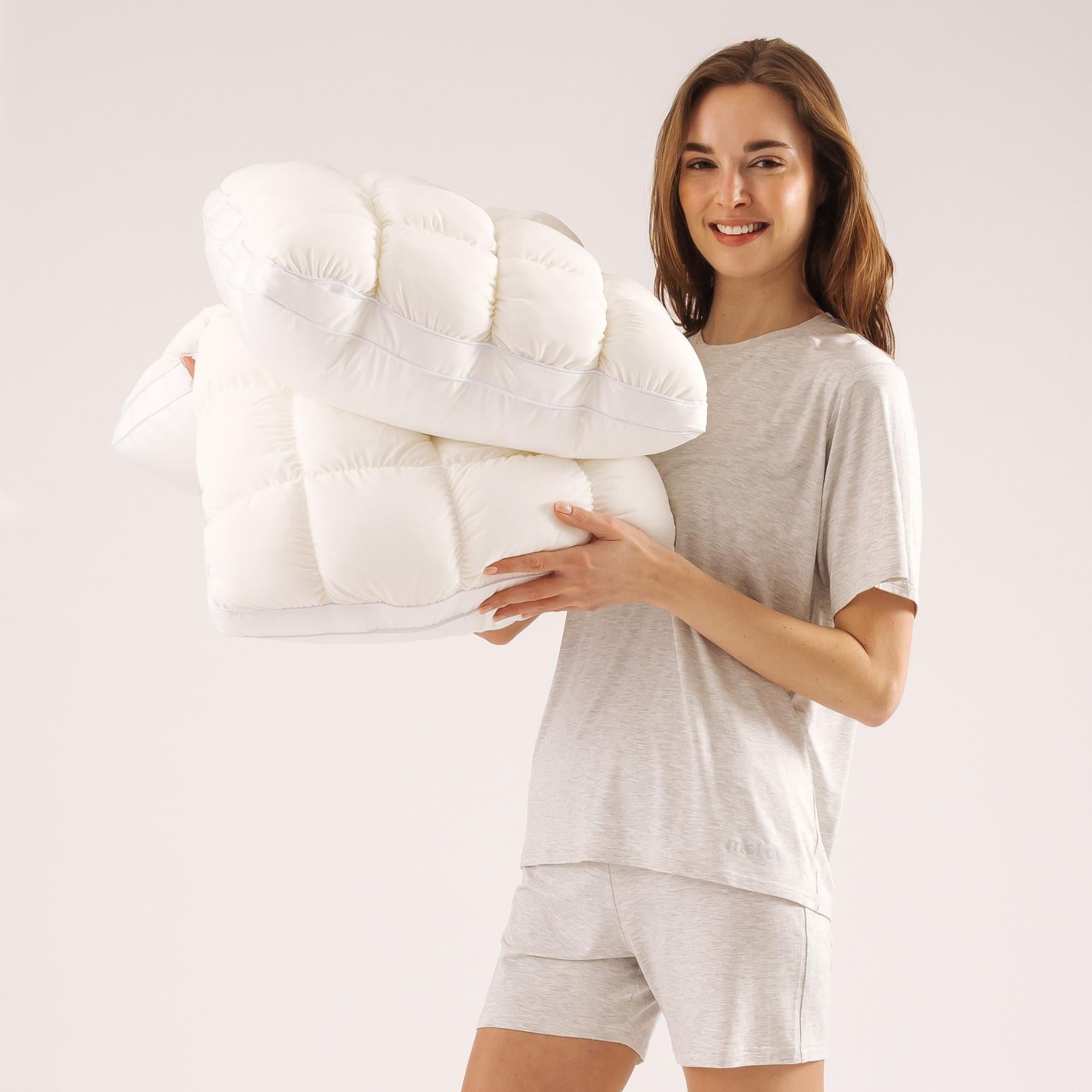 Mellow Sleep Puff Pillow 1-Pack - Cloud-Like Quilted Sleep Cushion with Supportive Comfort for Side, Back & Stomach Sleepers