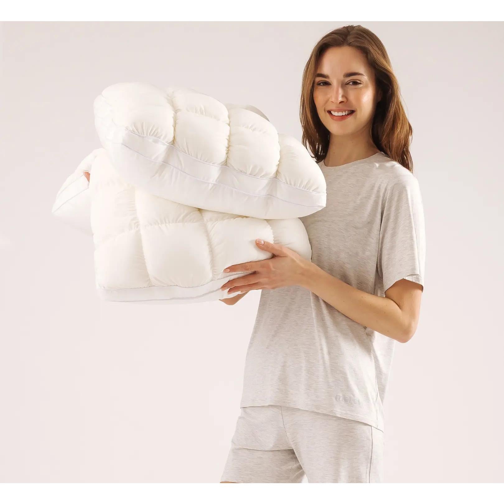 Mellow Sleep Puff Pillow 1-Pack - Cloud-Like Quilted Sleep Cushion with Supportive Comfort for Side, Back & Stomach Sleepers