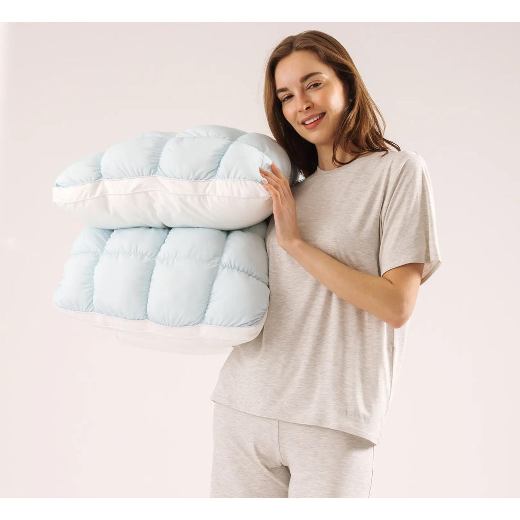 Mellow Sleep Puff Pillow 1-Pack - Cloud-Like Quilted Sleep Cushion with Supportive Comfort for Side, Back & Stomach Sleepers