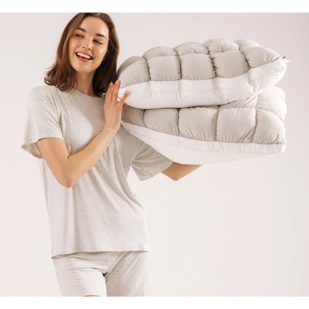 Mellow Sleep Puff Pillow 1-Pack - Cloud-Like Quilted Sleep Cushion with Supportive Comfort for Side, Back & Stomach Sleepers