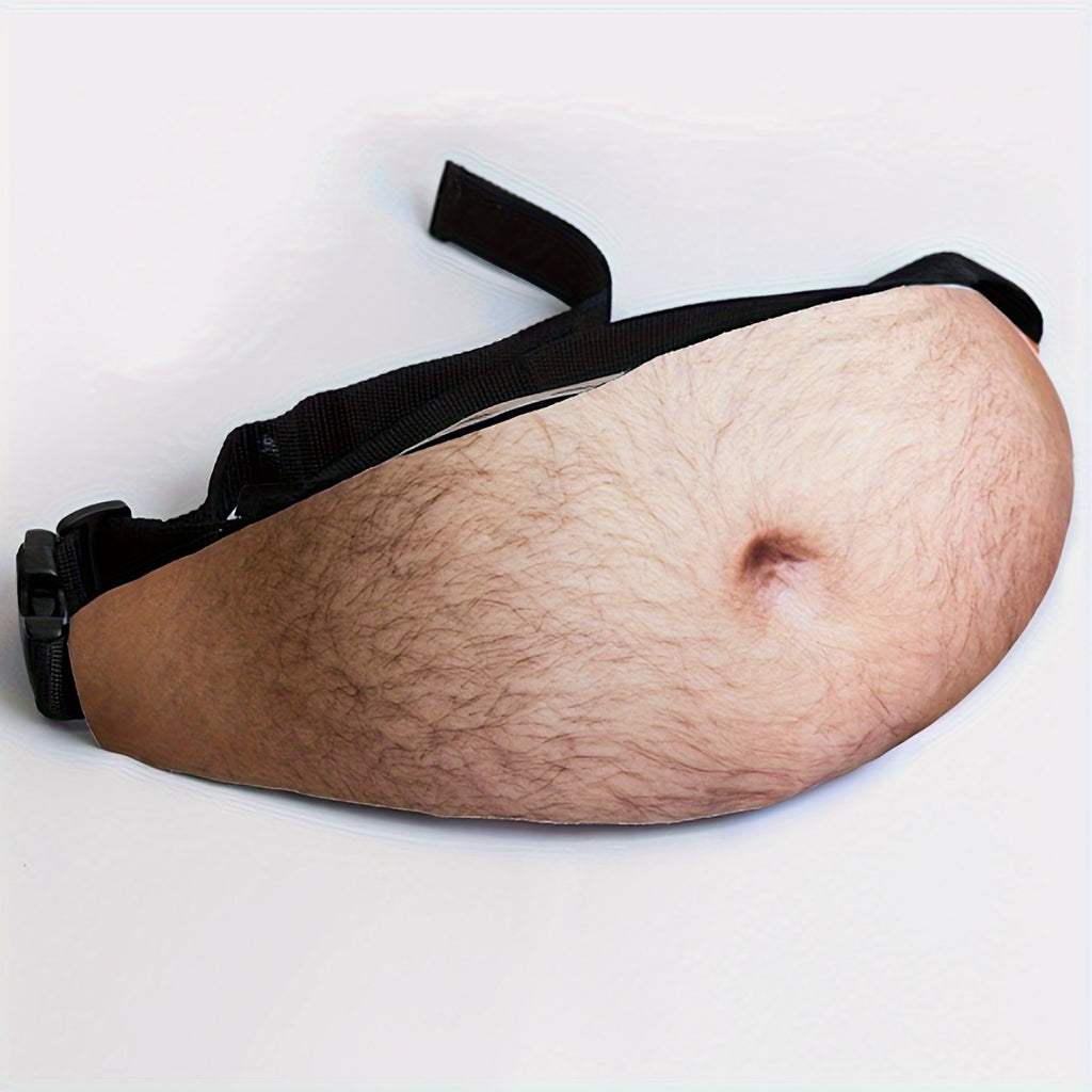 Funny Faux Belly Waist Bag for Men - Novelty Beer Belly Fanny Pack with Zipper Storage and Adjustable Belt