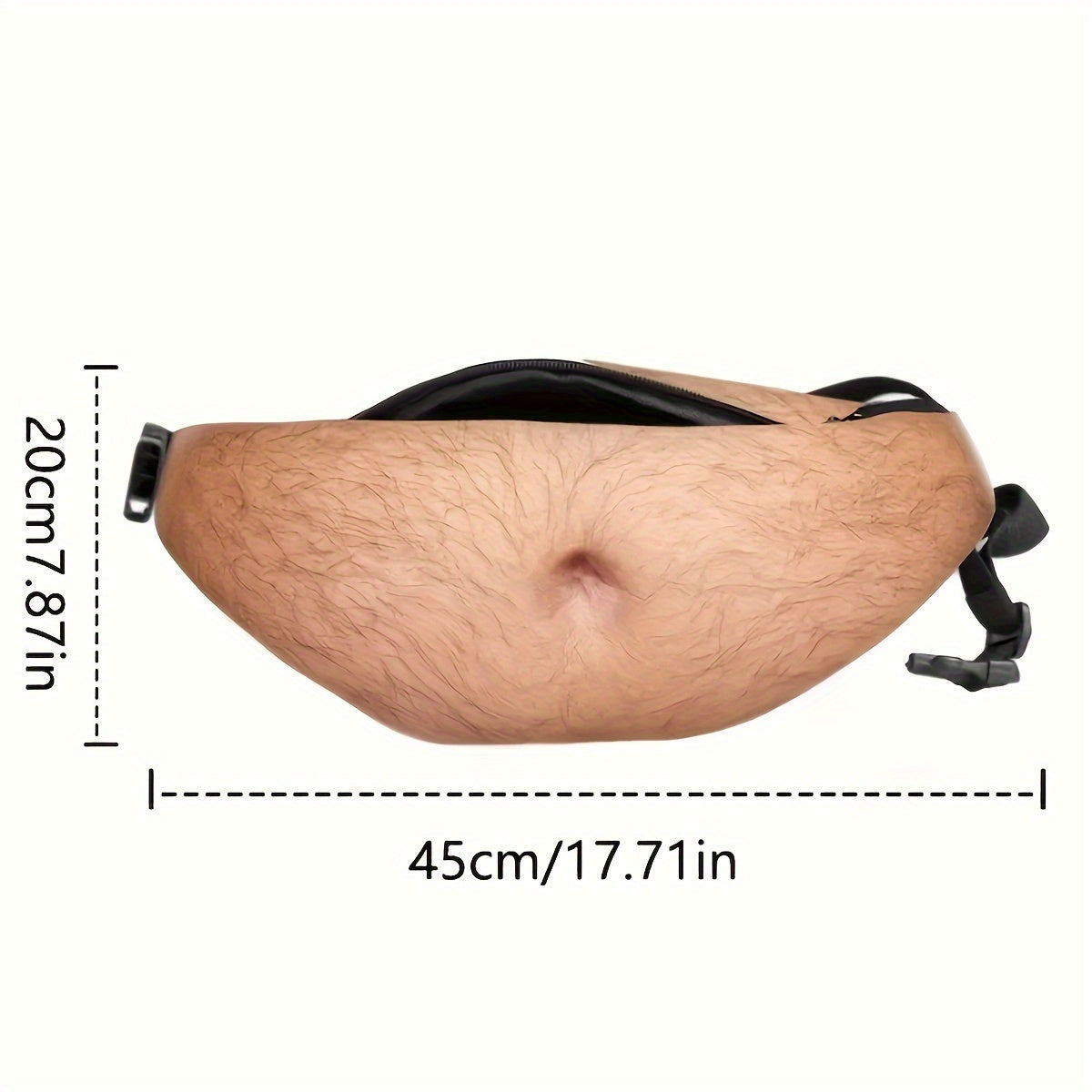 Funny Faux Belly Waist Bag for Men - Novelty Beer Belly Fanny Pack with Zipper Storage and Adjustable Belt