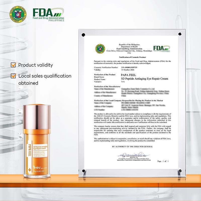 PAPA FEEL 5D Peptide Eye Cream 15g - Anti-Aging Treatment for Crow's Feet, Eye Bags & Dark Circles