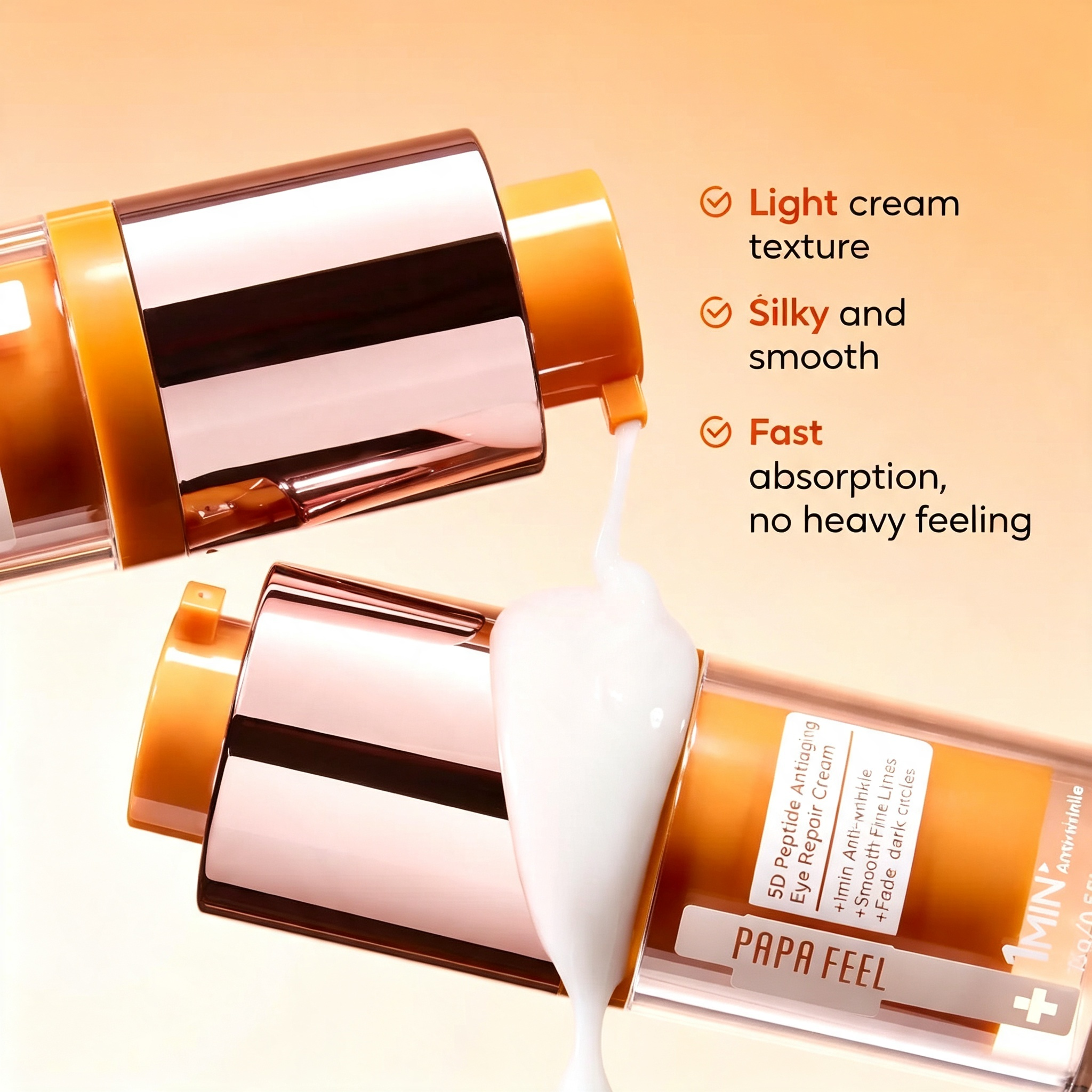 PAPA FEEL 5D Peptide Eye Cream 15g - Anti-Aging Treatment for Crow's Feet, Eye Bags & Dark Circles