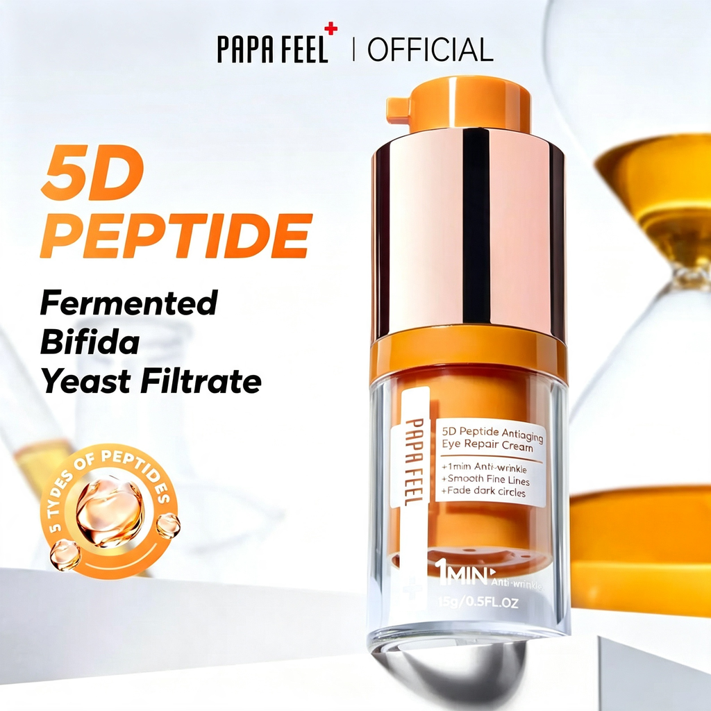 PAPA FEEL 5D Peptide Eye Cream 15g - Anti-Aging Treatment for Crow's Feet, Eye Bags & Dark Circles